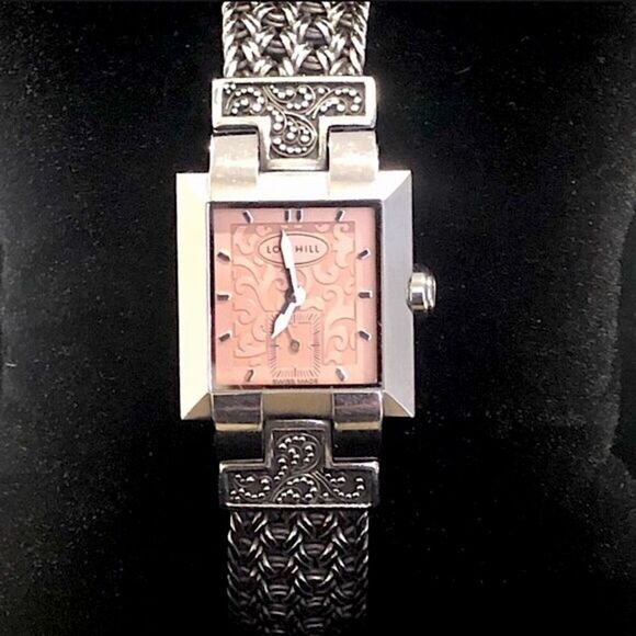 LOIS HILL Pink Face Sterling Silver Thai Weave Bracelet Swiss Watch - Picture 4 of 12